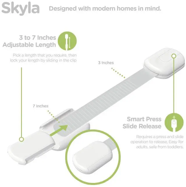 Alt view image 4 of 7 - SKYLA HOMES Baby Locks (8-Pack) Child Safety Cabinet Proofing - Safe Quick and Easy 3M Adhesive Cabinet Drawer Door Latches No Screws & Magnets Multi-Purpose for Furniture Kitchen Ovens Toilet Seats