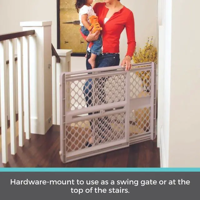 Alt view image 4 of 7 - - Supergate Ergo Baby Gate: Plastic Baby Gate for Stairs & Doorways - Adjustable Indoor Safety Gate - Made in USA - 26 to 42 Inches Wide - 26 Inches Tall - Sand