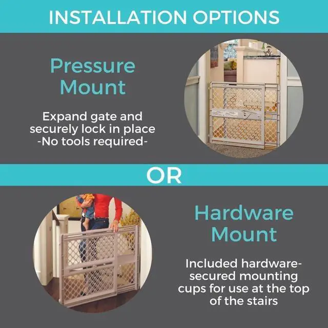 Alt view image 2 of 7 - - Supergate Ergo Baby Gate: Plastic Baby Gate for Stairs & Doorways - Adjustable Indoor Safety Gate - Made in USA - 26 to 42 Inches Wide - 26 Inches Tall - Sand