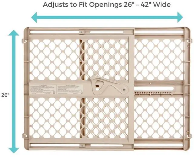 Alt view image 5 of 7 - - Supergate Ergo Baby Gate: Plastic Baby Gate for Stairs & Doorways - Adjustable Indoor Safety Gate - Made in USA - 26 to 42 Inches Wide - 26 Inches Tall - Sand