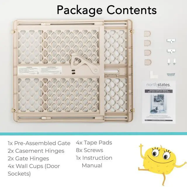 Alt view image 7 of 7 - - Supergate Ergo Baby Gate: Plastic Baby Gate for Stairs & Doorways - Adjustable Indoor Safety Gate - Made in USA - 26 to 42 Inches Wide - 26 Inches Tall - Sand