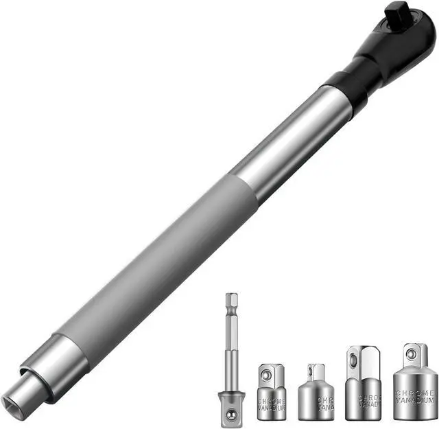Main image of Offset Extension Wrench for Electric Drill Impact Wrench Extender for Socket Sets 1/2-Inch Electric Drill Adapter 4 Conversion Adapters Slim Design for Tight Spaces (1)