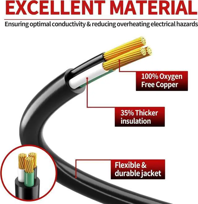 Alt view image 2 of 7 - 16/3 25 FT Outdoor Extension Cord Waterproof Weatherproof & Flame Retardant Black 3 Prong Power Cord Outside for Lawn & Garden 13 Amps 1625 Watts 125 VAC 16AWG SJTW ETL Listed
