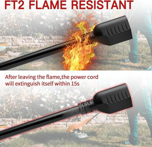 Alt view image 3 of 7 - 16/3 25 FT Outdoor Extension Cord Waterproof Weatherproof & Flame Retardant Black 3 Prong Power Cord Outside for Lawn & Garden 13 Amps 1625 Watts 125 VAC 16AWG SJTW ETL Listed