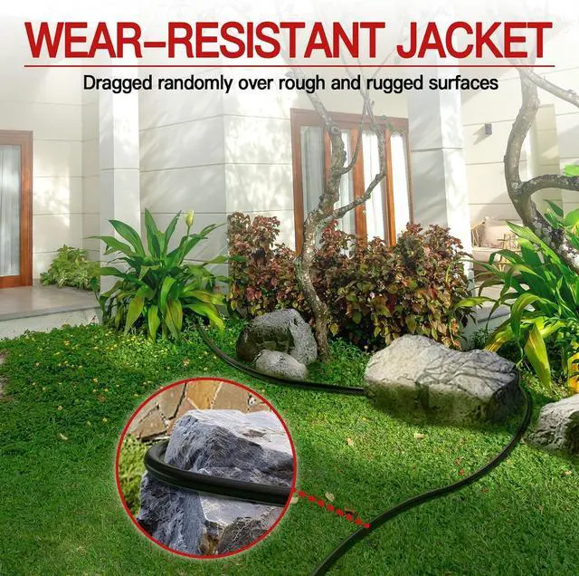 Alt view image 7 of 7 - 16/3 25 FT Outdoor Extension Cord Waterproof Weatherproof & Flame Retardant Black 3 Prong Power Cord Outside for Lawn & Garden 13 Amps 1625 Watts 125 VAC 16AWG SJTW ETL Listed