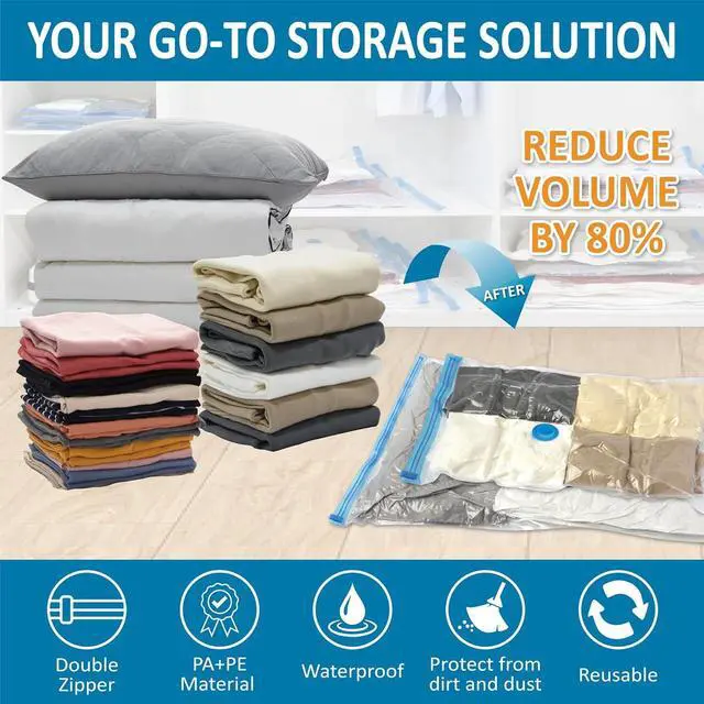 Alt view image 2 of 7 - 20 Pack Vacuum Storage Bags Space Saver Bags (4 Jumbo/4 Large/4 Medium/4 Small/4 Roll) Compression for Comforters and Blankets Sealer Clothes Storage Hand Pump Included