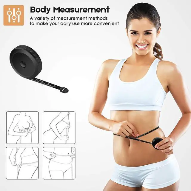 Alt view image 6 of 7 - 2 Pack Tape Measure Measuring Tape for Body Fabric Sewing Tailor Cloth Knitting Vinyl Home Craft Measurements 60-Inch Soft Fashion Pink & Retractable Black Double Scales Rulers for Body Weight