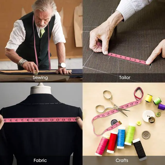 Alt view image 7 of 7 - 2 Pack Tape Measure Measuring Tape for Body Fabric Sewing Tailor Cloth Knitting Vinyl Home Craft Measurements 60-Inch Soft Fashion Pink & Retractable Black Double Scales Rulers for Body Weight