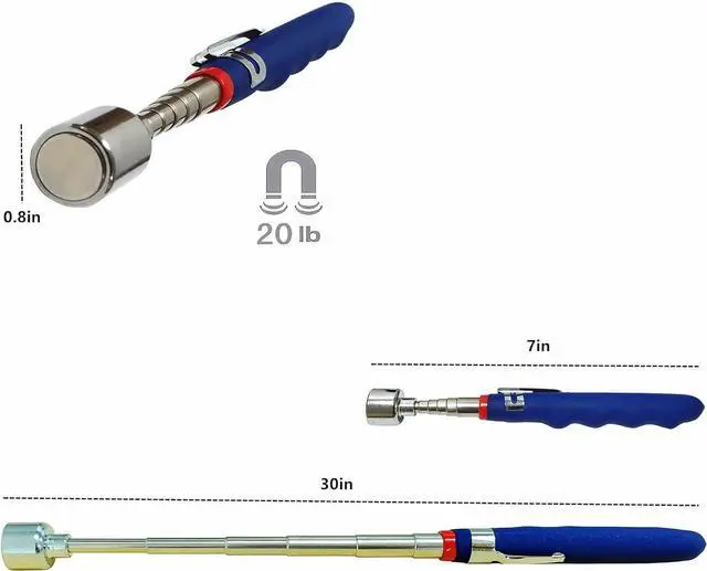 Alt view image 3 of 6 - 20lb Telescoping Magnetic Pick Up Tool Extendable 31 Telescopic Magnet Stick Useful for Hard-to-Reach Sink Drains Mechanic Automotive Gifts for Men Women Husband Birthday Fathers Day(3PCS)