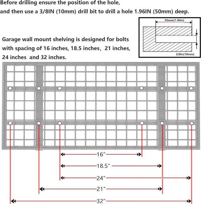 Alt view image 5 of 7 - 2-Pack 1.5x3FT Garage Shelving 17.7-inch-by-35.8-inch Wall Shelf Garage Storage Rack Wall Mounted Floating Shelves Black