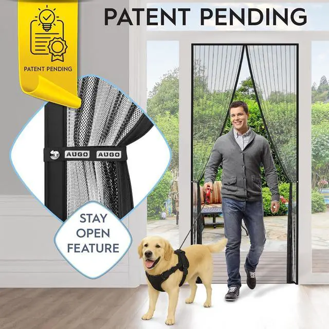 Alt view image 2 of 6 - Magnetic Screen Door - Self Sealing Heavy Duty Hands Free Mesh Partition Keeps Bugs Out - Pet and Kid Friendly - Patent Pending Keep Open Feature - 38 Inch x 83 Inch