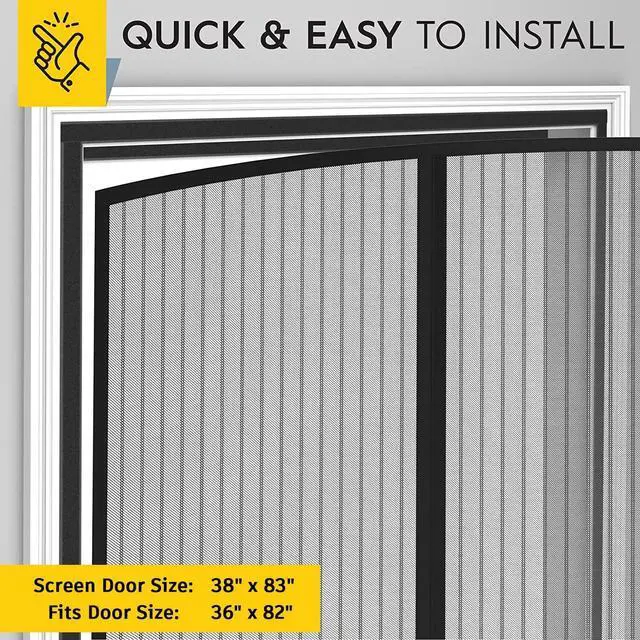 Alt view image 5 of 6 - Magnetic Screen Door - Self Sealing Heavy Duty Hands Free Mesh Partition Keeps Bugs Out - Pet and Kid Friendly - Patent Pending Keep Open Feature - 38 Inch x 83 Inch