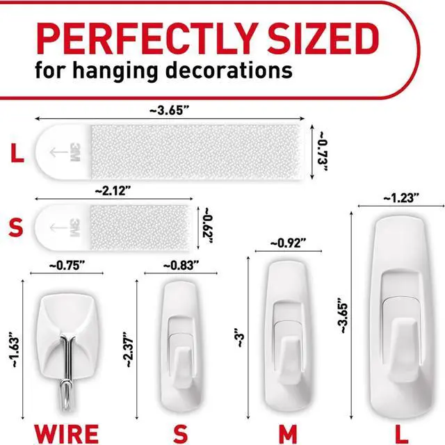 Alt view image 2 of 7 - Variety Pack Including 10 Pairs of Picture Hanging Strips 6 Wire Hooks and 8 Utility Hooks for Hanging Organization and Storage Damage Free Hanging Up to 19 Items 1 Kit