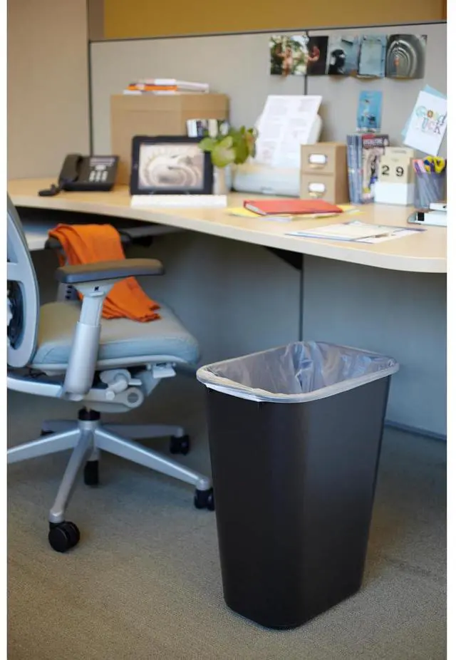 Alt view image 4 of 5 - Rubbermaid Commercial Wastebasket Trash Container 41QT/10.25 GAL Plastic Black Stackable Trash Can for Bedroom/Bathroom/Office Fits Under Desk/Sink/Cabinet