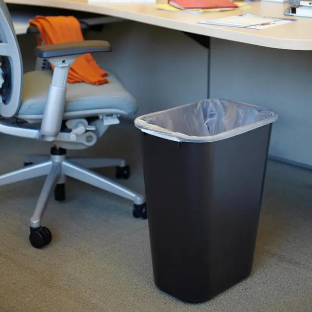 Alt view image 5 of 5 - Rubbermaid Commercial Wastebasket Trash Container 41QT/10.25 GAL Plastic Black Stackable Trash Can for Bedroom/Bathroom/Office Fits Under Desk/Sink/Cabinet