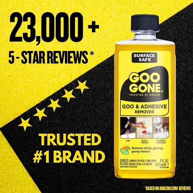 Alt view image 5 of 7 - Original Liquid - 8 Ounce - Surface Safe Adhesive Remover Safely Removes Stickers Labels Decals Residue Tape Chewing Gum Grease Tar Crayon Glue