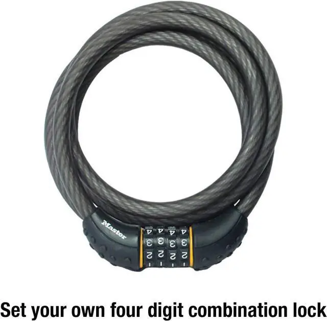 Alt view image 4 of 7 - Cable Lock Set Your Own Combination Bike Lock 6 ft. Long Black 8122D