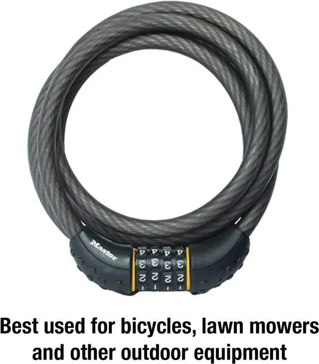 Alt view image 3 of 7 - Cable Lock Set Your Own Combination Bike Lock 6 ft. Long Black 8122D