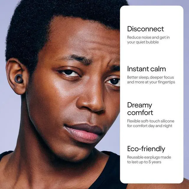 Alt view image 2 of 7 - Quiet 2 Ear Plugs C Ultra-Comfy Reusable Noise-Reducing Earplugs for Sleep Deep Focus Travel Noise Sensitivity | Flexible Hearing Protection | Customizable Fit | 24dB (SNR) Noise Reduction