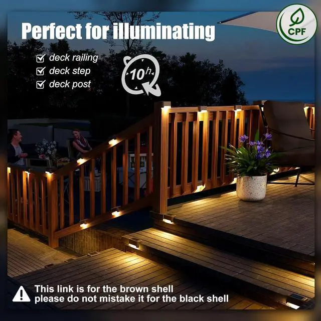 Alt view image 2 of 7 - Solar Deck Lights Outdoor 16 Pack Solar Step Lights Waterproof Led Solar lights for Outdoor Stairs Step  Fence Yard Patio and Pathway(Warm White)
