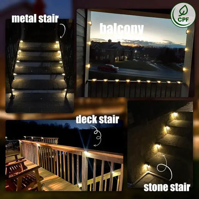Alt view image 6 of 7 - Solar Deck Lights Outdoor 16 Pack Solar Step Lights Waterproof Led Solar lights for Outdoor Stairs Step  Fence Yard Patio and Pathway(Warm White)