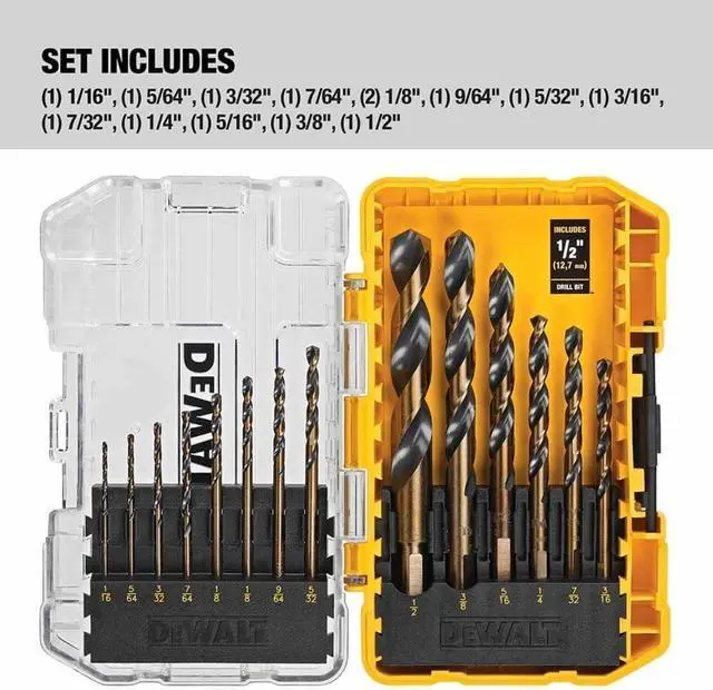 Alt view image 6 of 7 - Drill Bit Set 14-Piece 135 Degree Split Point For Plastic Wood and Metal (DWA1184)