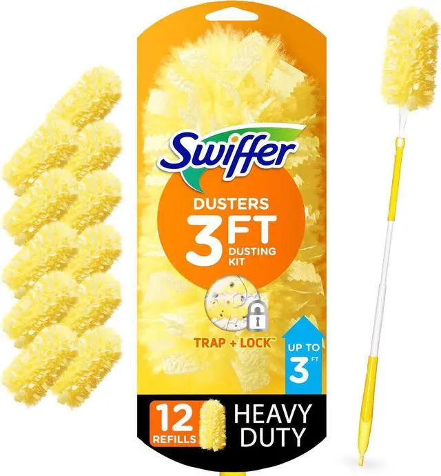 Main image of Duster Heavy Duty Dusting Kit Cleaning Supplies 3 ft Extended Handle 1 Duster 12 Refills