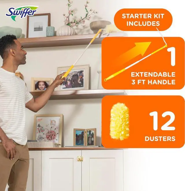 Alt view image 6 of 7 - Duster Heavy Duty Dusting Kit Cleaning Supplies 3 ft Extended Handle 1 Duster 12 Refills