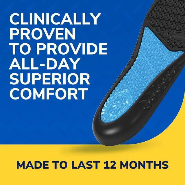 Alt view image 3 of 7 - Dr. Scholls Work All-Day Superior Comfort Insoles with Massaging Gel - Designed for Men & Women with Hard-Working Feet Eliminates Sore Muscles and Tired Legs Arch Support Inserts with Odor Control
