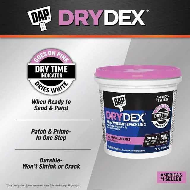 Alt view image 2 of 7 - 1 qt Dap 12330 DryDex Interior/Exterior Spackling White