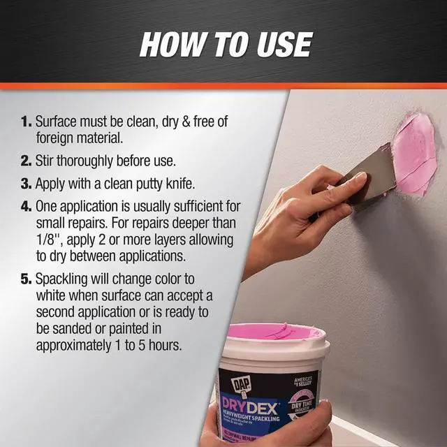 Alt view image 3 of 7 - 1 qt Dap 12330 DryDex Interior/Exterior Spackling White