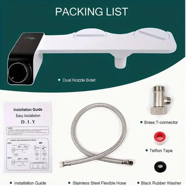 Alt view image 5 of 7 - Bidet Attachment for Toilet Bidet Non-Electric Cold Water Sprayer Toilet Seat Adjustable Water Pressure Retractable Self-Cleaning Dual Nozzle for Real Feminine Wash in Black Knob ().