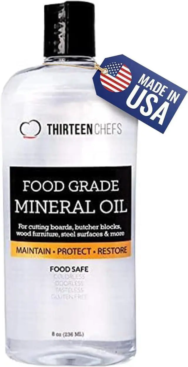 Main image of Mineral Oil - 8 oz Food Grade Conditioner for Wood Cutting Board Countertop & Butcher Block Lubricant for Knife or Meat Grinder - Safe USP Finish on Marble Soapstone
