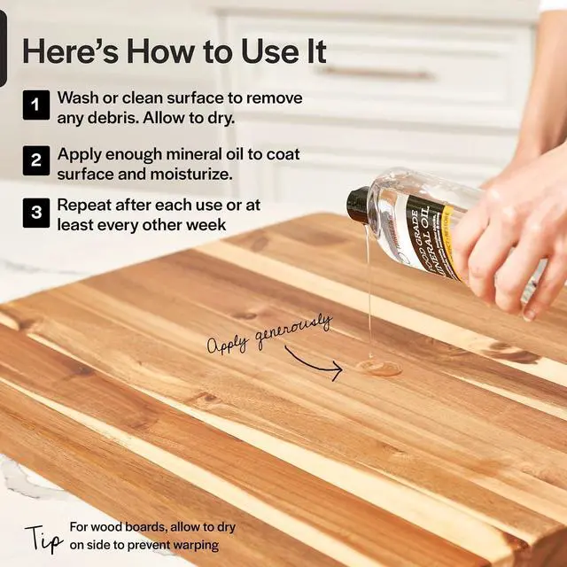Alt view image 5 of 7 - Mineral Oil - 8 oz Food Grade Conditioner for Wood Cutting Board Countertop & Butcher Block Lubricant for Knife or Meat Grinder - Safe USP Finish on Marble Soapstone