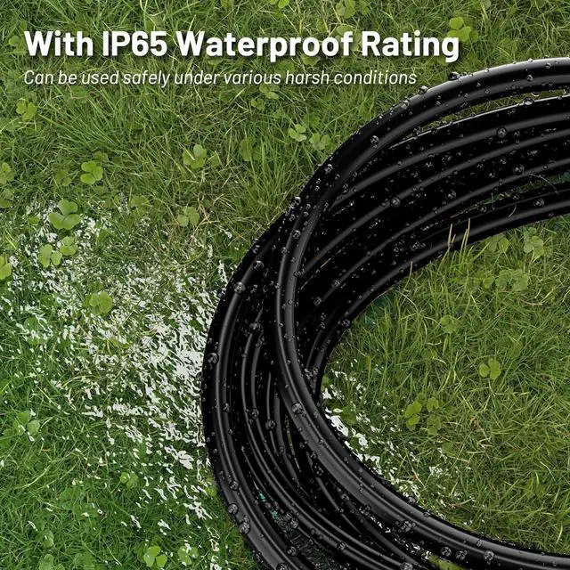 Alt view image 5 of 7 - 16/3 Black Indoor Outdoor Extension Cord 10 Ft Waterproof Heavy Duty Extension Cord with 3 Prong Grounded Plug 13A 1625W 16AWG SJTW Flexible Weatherproof Power Cable for Offices Gardens and Lawns