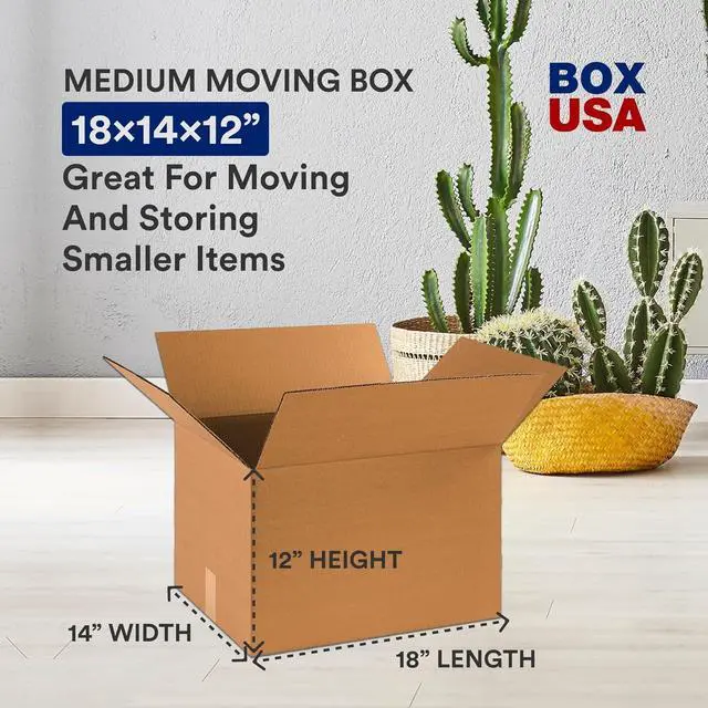 Alt view image 2 of 6 - Moving Boxes Medium 18L x 14W x 12H 10-Pack | Corrugated Cardboard Box for Shipping Mailing Packing Packaging and Storage 18x14x12