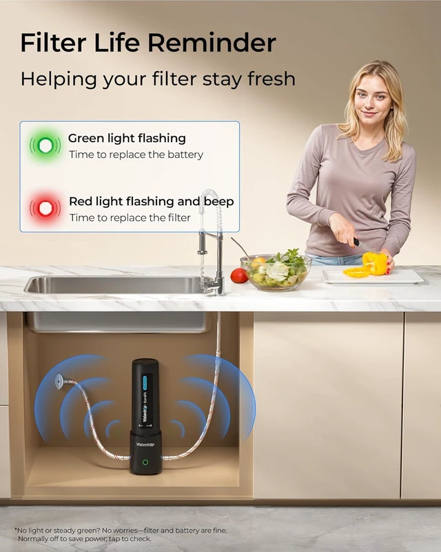 Alt view image 6 of 7 - Waterdrop 10UA PRO Under Sink Water Filter, No Drill Required, Time Reminder, Easy Installation, Reduces Lead, Chlorine, Bad Taste & Odor, NSF/ANSI 42 Certified, 11000 Gallons, Does not Lower TDS