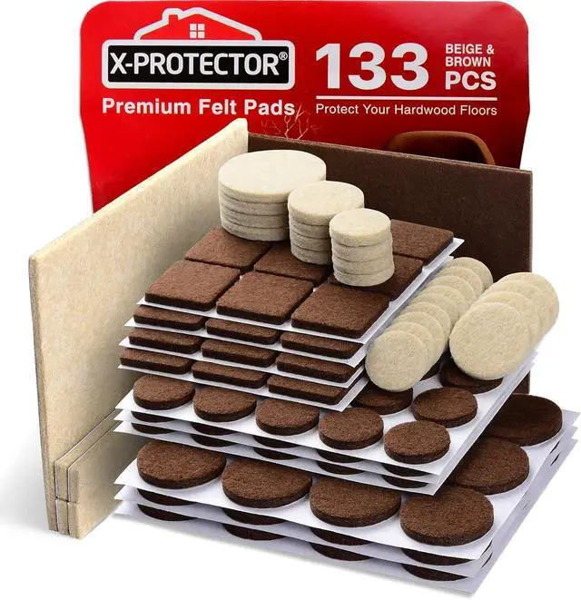 Main image of Felt Furniture Pads X-PROTECTOR 133 PCS Premium Furniture Pads - Felt Pads Furniture Feet Best Wood Floor Protectors - Protect Your Hardwood & Laminate Flooring! Brown and Beige