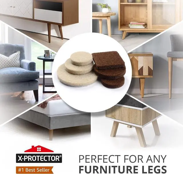 Alt view image 2 of 6 - Felt Furniture Pads X-PROTECTOR 133 PCS Premium Furniture Pads - Felt Pads Furniture Feet Best Wood Floor Protectors - Protect Your Hardwood & Laminate Flooring! Brown and Beige