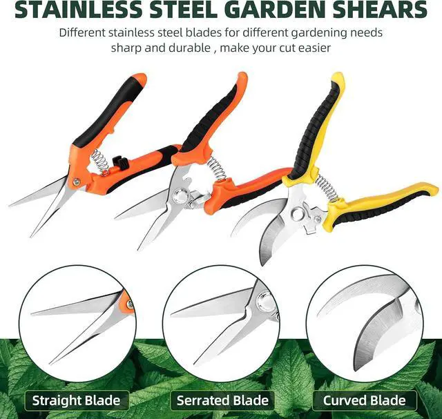Alt view image 2 of 7 - 3-Pack Stainless Steel Pruning Shears Pruning Snips and Clippers for Gardening