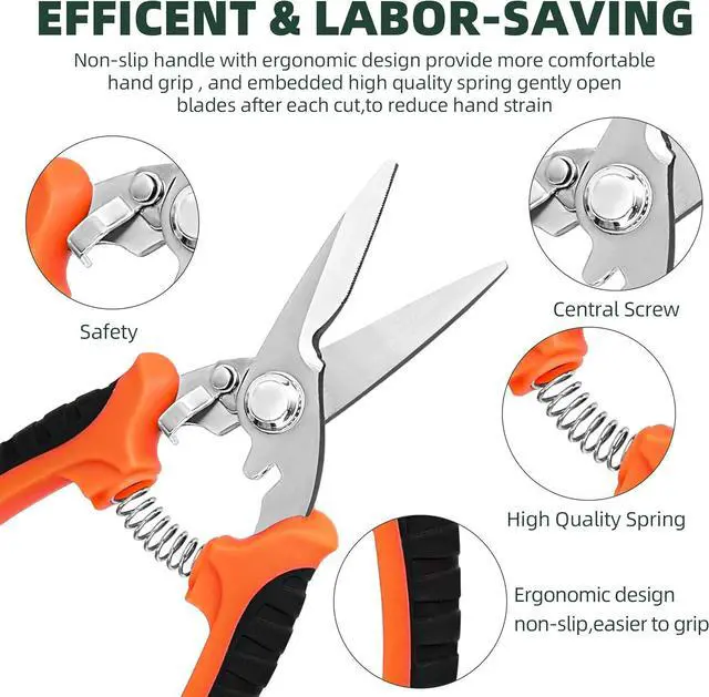 Alt view image 3 of 7 - 3-Pack Stainless Steel Pruning Shears Pruning Snips and Clippers for Gardening