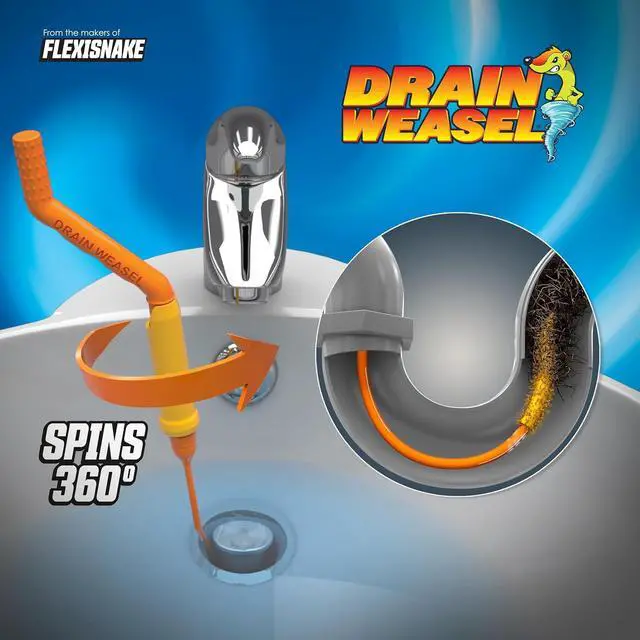 Alt view image 2 of 7 - Drain Weasel Sink Snake Hair Clog Remover Tool Pipe Bathroom Bathtub Cleaner 18-inch Made in the USA 5 Wands and Removable Handle