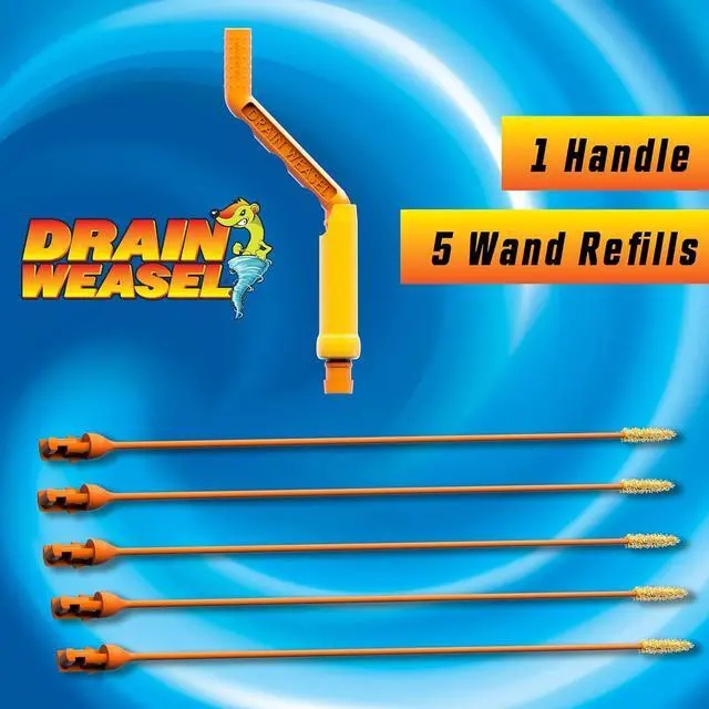Alt view image 6 of 7 - Drain Weasel Sink Snake Hair Clog Remover Tool Pipe Bathroom Bathtub Cleaner 18-inch Made in the USA 5 Wands and Removable Handle