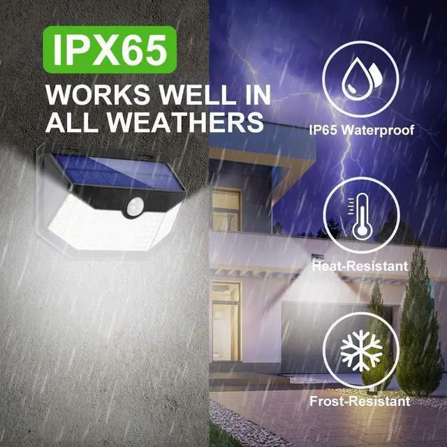 Alt view image 3 of 6 - Solar Lights Outdoor 120 LED with Lights Reflector and 3 Lighting Modes Motion Sensor Wall Lights IP65 Waterproof Solar Powered for Garden Patio Yard (2Pack)