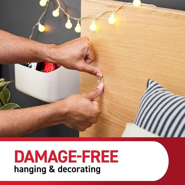 Alt view image 6 of 7 - Indoor Mini Light Clips Damage Free Hanging Christmas Light Clips Mini Wall Clips for Hanging Indoor Christmas Decorations Lights and Cables 45 Clear Clips and 54 Strips