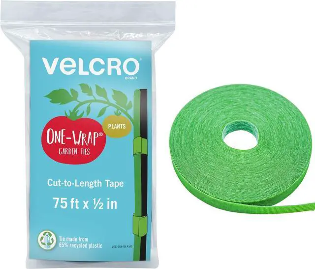 Main image of 90648 ONE-WRAP Garden Ties | Plant Supports for Effective Growing | Strong Grips are Reusable and Adjustable | Cut-to-Length 75 ft x 1/2 in Green-Recycled Plastic