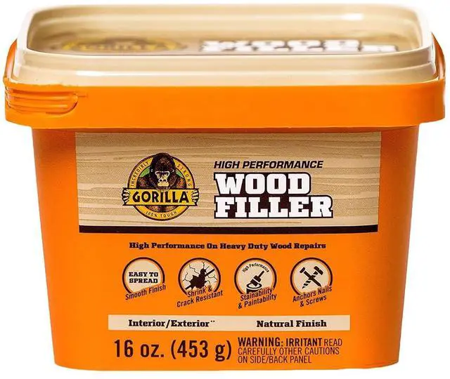 Main image of All Purpose Wood Filler Natural Finish 16 Ounce Tub (Pack of 1) - Water Resistant for Indoor or Outdoor Projects and Repairs
