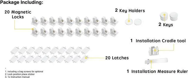 Alt view image 2 of 7 - 20 Pack Magnetic Cabinet Locks Baby Proofing - Vmaisi Children Proof Cupboard Drawers Latches - Adhesive Easy Installation