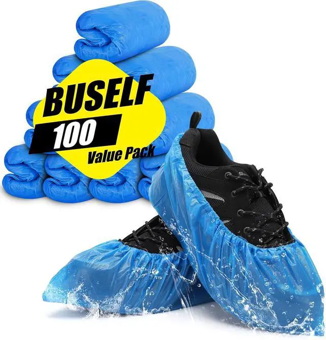 Alt view image 5 of 7 - Shoe Covers Disposable Non Slip - Pack of 100 (50 Pairs) Premium Waterproof and Recyclable Shoe Booties Covers for Indoors Fits Up To 11 US Men and 13 US Women Size