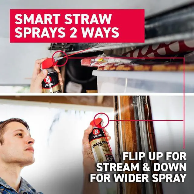Alt view image 3 of 7 - Garage Door Lubricant with SMART STRAW SPRAYS 2 WAYS 11 OZ